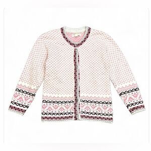 Baltic Inspirations Pink Fair Isle Cardigan Sweater Size XS